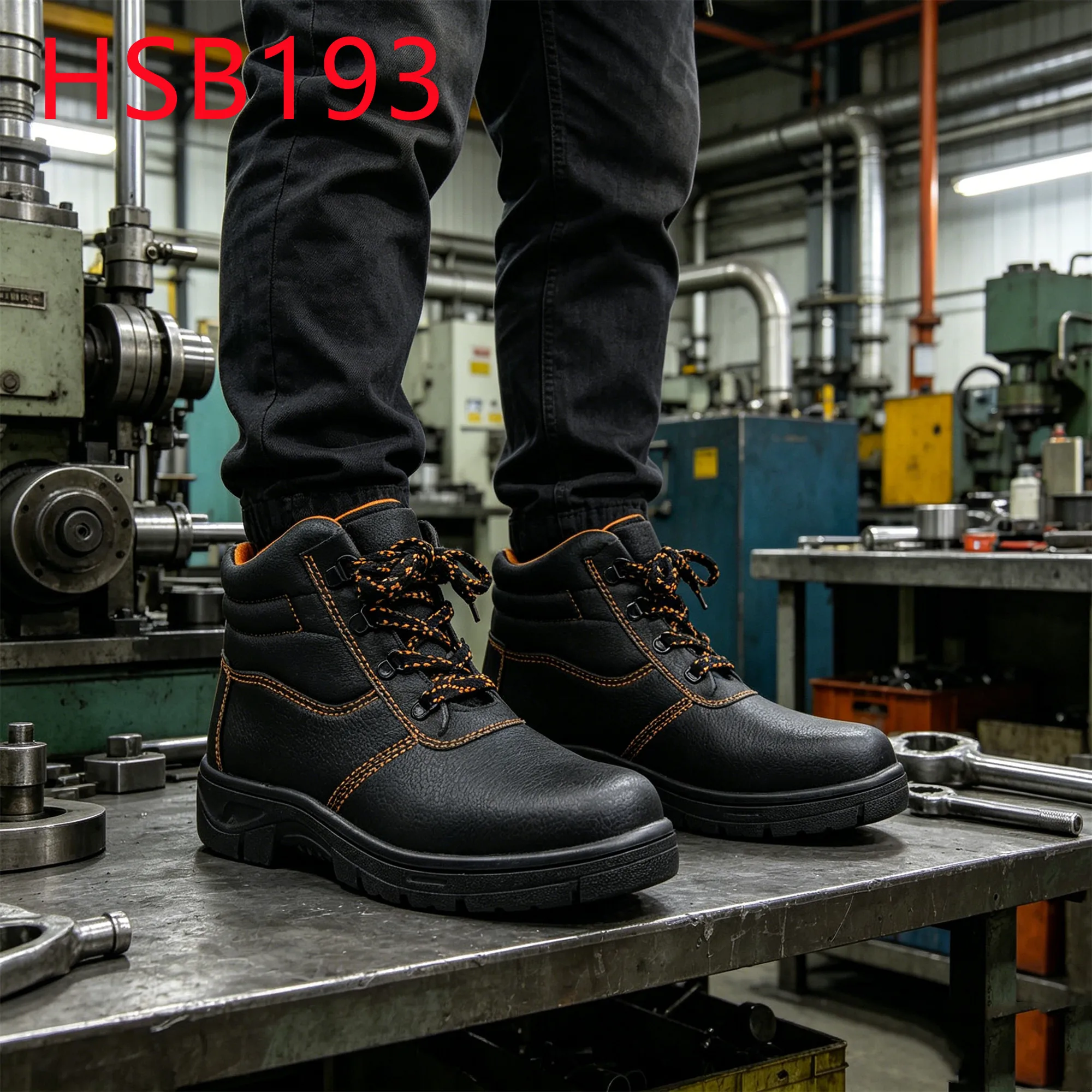 YYR,Pipeline Inspection Hua Singh Work Boots with Steel Toe&midsole Factory Floors Stitching Rubber Sole Safety Footwear HSB193
