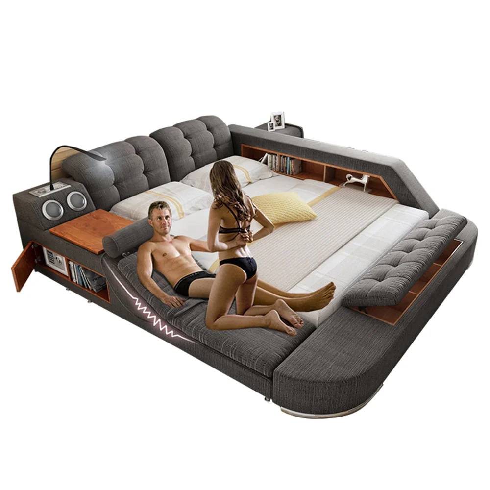 Modern Design Smart Sex Beds Bedroom Furniture Leather Fabric King size Beds  WiFi Speaker USB Charger Massage up-holstered beds| Alibaba.com