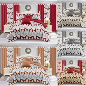 4Pieces All Season King Size Bedding Sets with Soft Filling Comforter Without Curtains