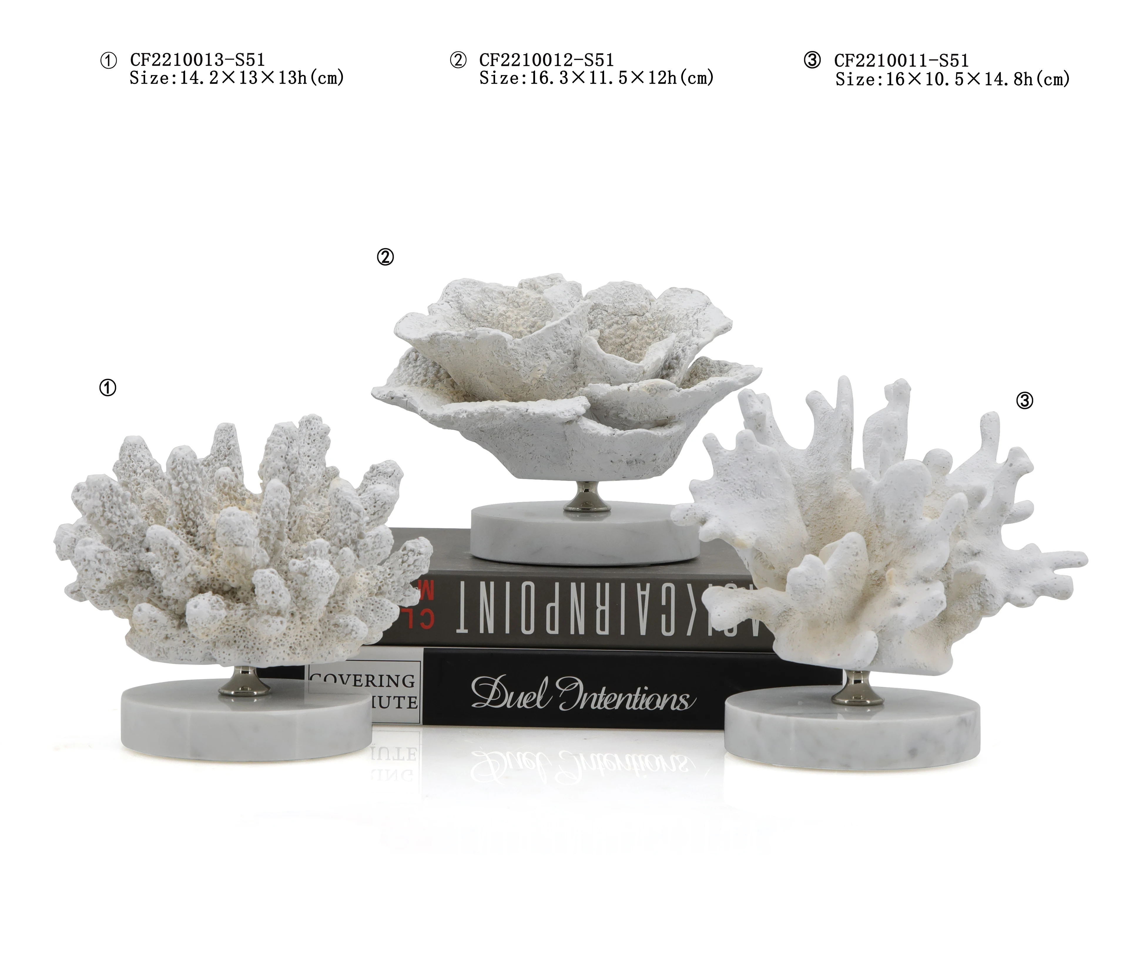 Wholesale Lifelike Resin White Natural Coral On Marble Base Tabletop Home Ornament supplier