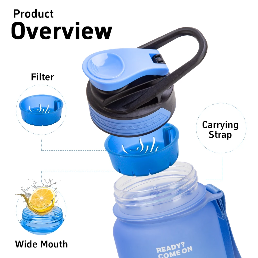 Premium Quality 1000ml Custom Logo BPA-Free Plastic Tritan Gym Water Bottles with Time Marker for Gym Sports Outdoor Activities