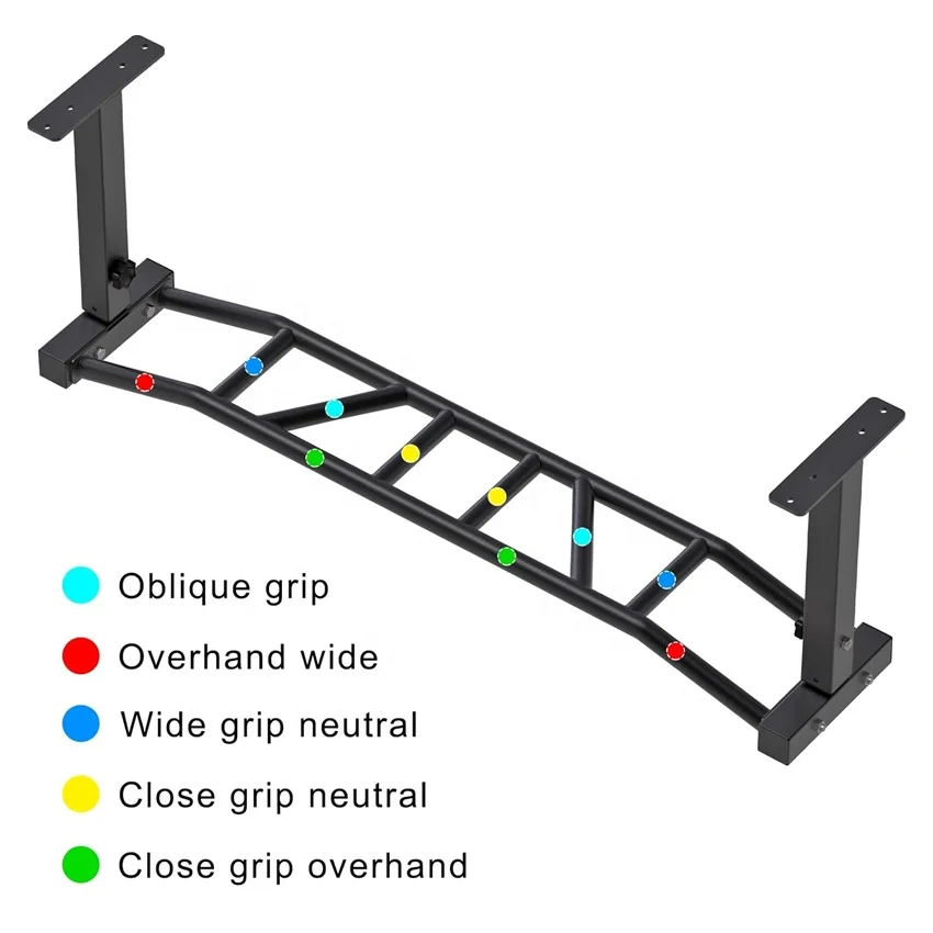 Wellshow Sport Ceiling Mounted Pull up Bar Height Adjustable Heavy Duty  Multi-Grip Chin up Bar Home Gym and Strength Training