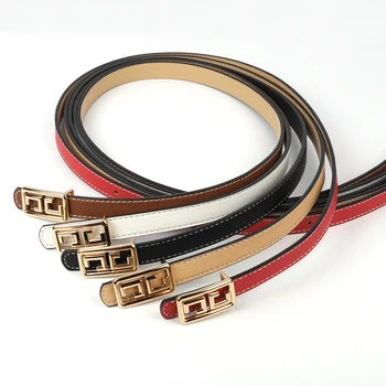 1.8cm Black White Red Blue PU Leather Belts Thin Skinny Waistband Adjustable Leather Belt Sweetness Women Female Belts For Dress