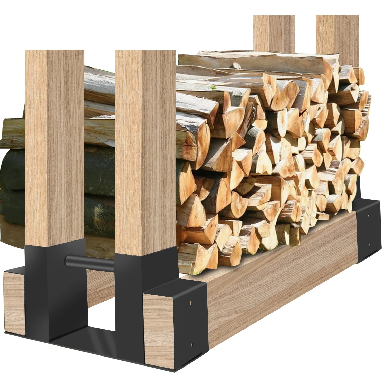 Adjustable to Any Length Outdoor Firewood Log Storage Rack Bracket Kit
