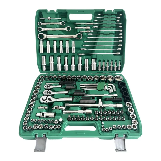 Set of 151pcs home mechanic ratchet wrench socket combination tool set manual repair tool kits for cars, motorcycles and bicycle