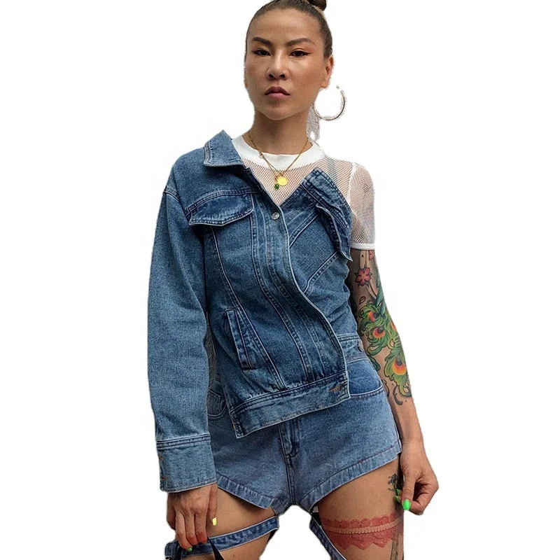 Chicever Casual Irregular Denim Jackets 
