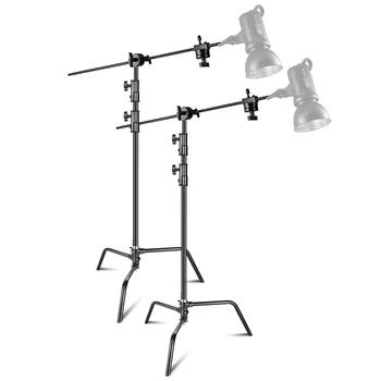 Neewer 2-pack Heavy Duty Light Stand C-Stand - Max 10 Feet/3 Meters Adjustable with 3.5 Feet Holding Arm and Grip Head