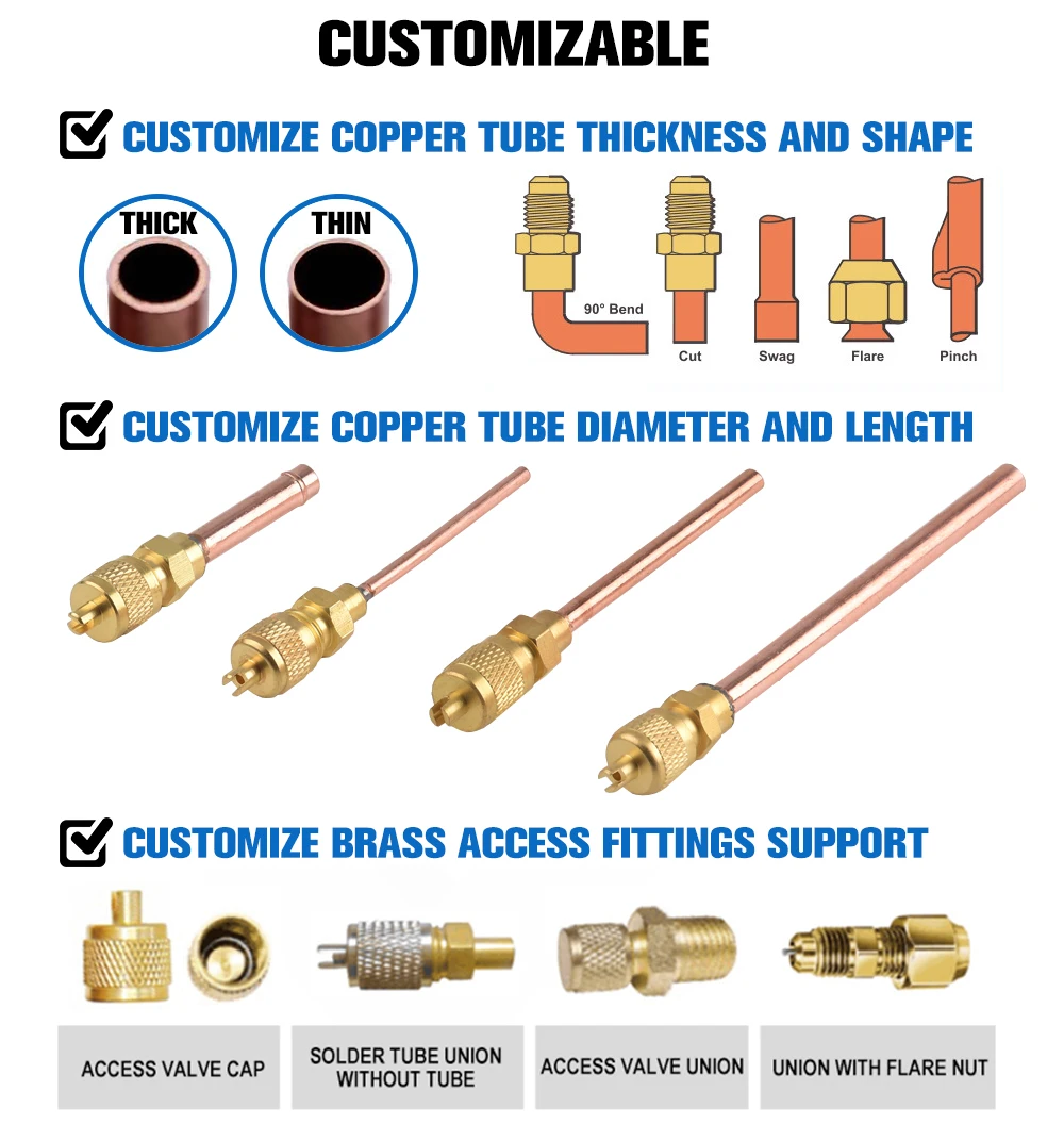 Hailiang Refrigerant R410a Brass Copper Gas Charging Valve Pin AC Refrigeration Valve Pipe Fittings