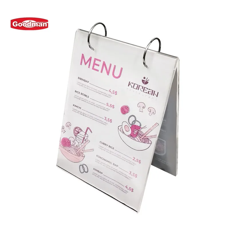 Multiple size rotating  style plastic acrylic menu sign holder restaurant table menu holder factory