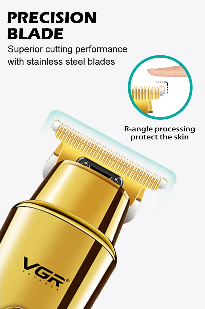 VGR Hair Clipper Rechargeable Hair Cutting Machine Cordless Hair Trimmer Electric Haircut Bald Head Zero Cutting Machine