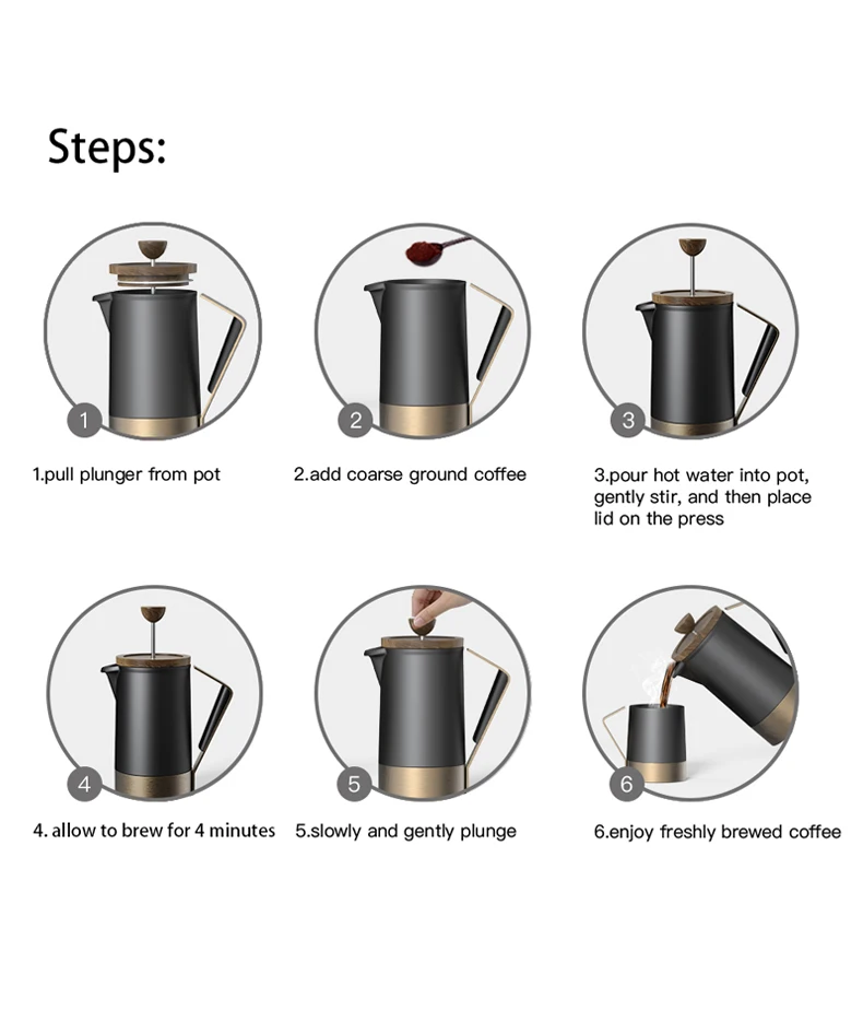 Dhpo Ceramic French Press Coffee Maker Maximum Flavor Coffee Brewer