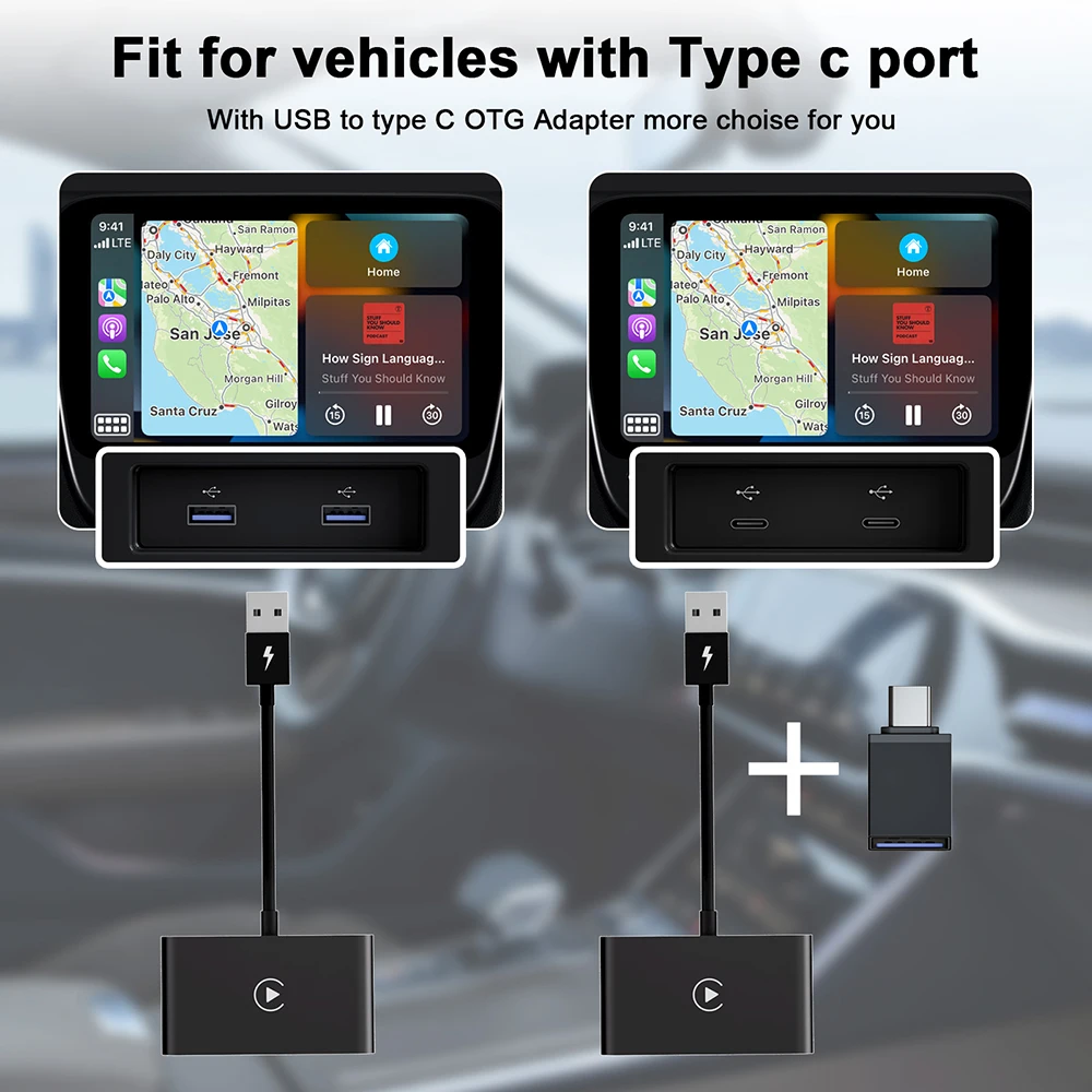 iPhone用 ワイヤレスCarPlayアダプター USB CarPlay ドングル AI Box 