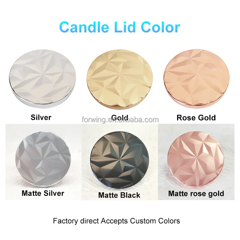 New Design Gold Candle Lid Covers Shiny Silver Rose Gold Black Custom Candle Jar Metal Lids details