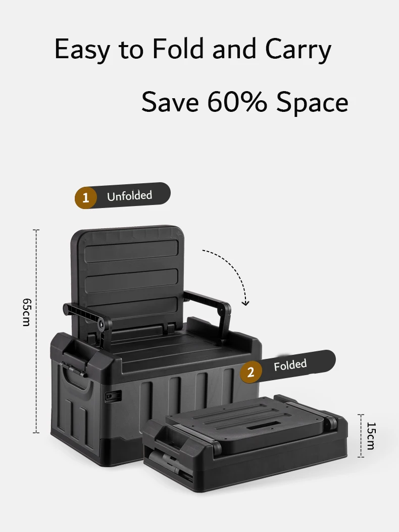 35l/60l Car Collapsible Folding Car Storage Box Black Color Material