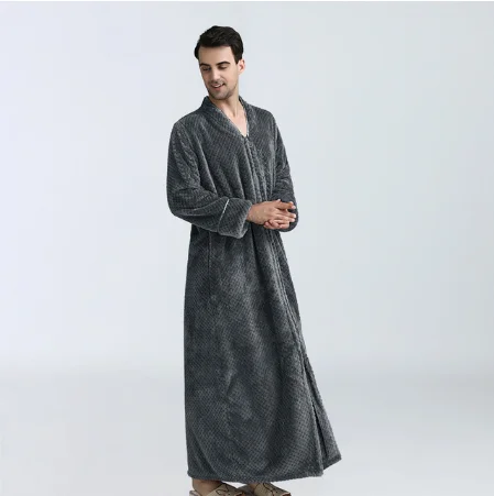 男性用ファッションハウスローブ冬用厚手のロングローブジッパーナイトガウンフランネルカップルのナイトドレス長く太ったパジャマ Buy ジッパーカップルの寝間着パジャマ 家男性 冬の肥厚ロングローブ Product On Alibaba Com