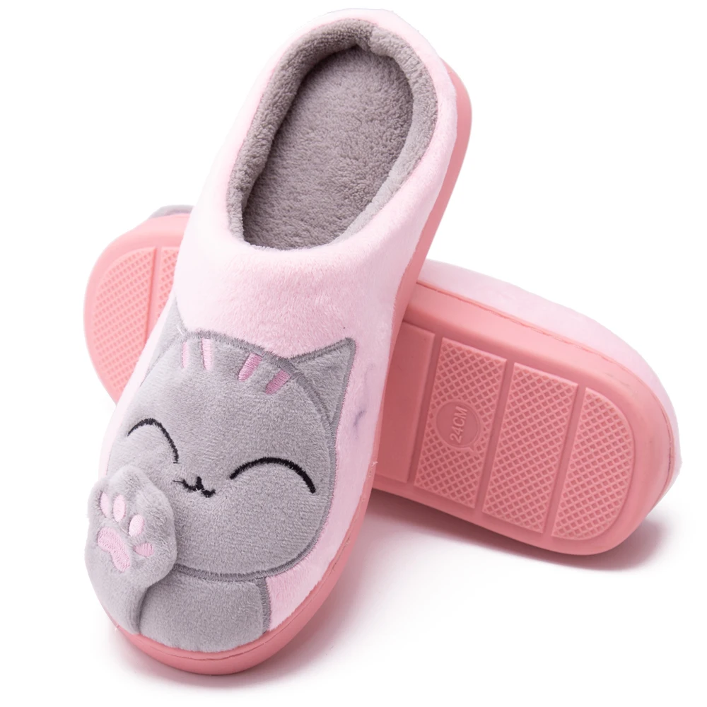Cute Cartoon Cat Home Shoes Girls Ladies Slippers Cotton Cloth Indoor ...