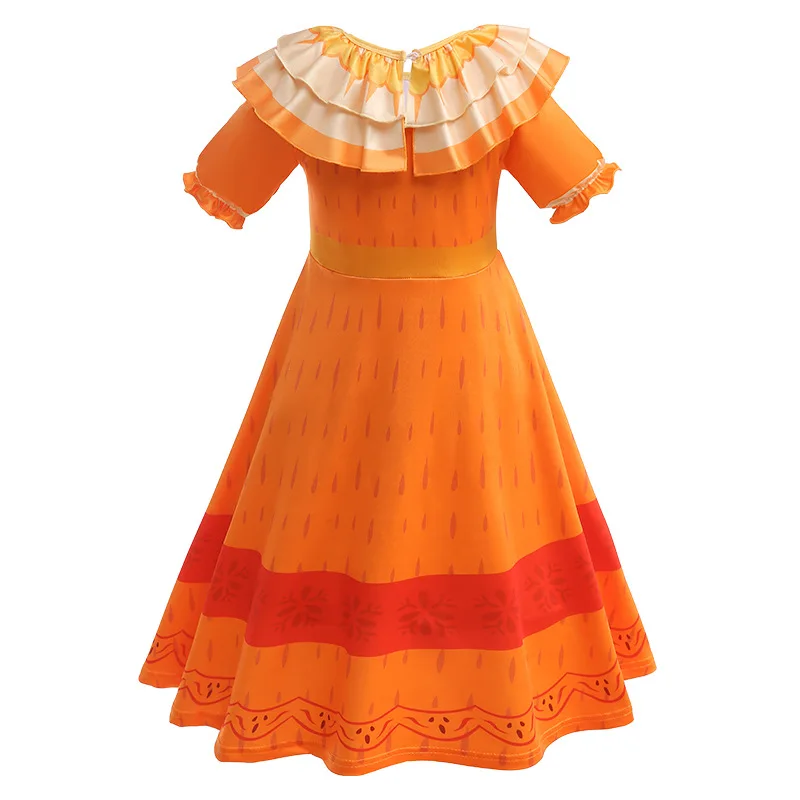 party city encanto dress Encanto Birthday Party Supplies Kids Girls Madrigal Pepa Orange Costume  Dress DISP-012