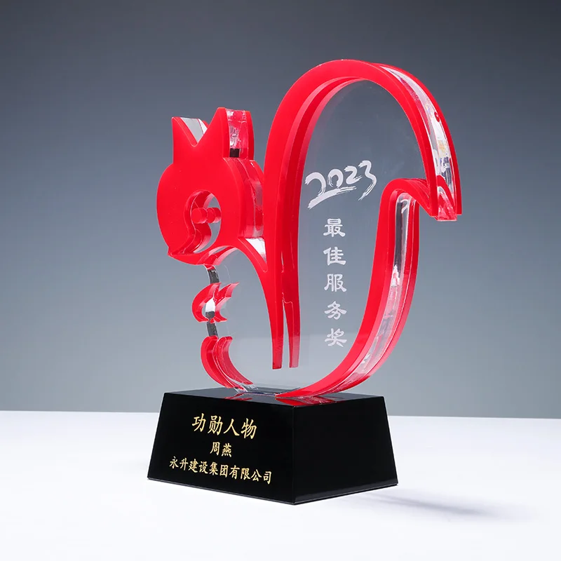 High quality wholesale customized creative design acrylic trophies awards plaques factory