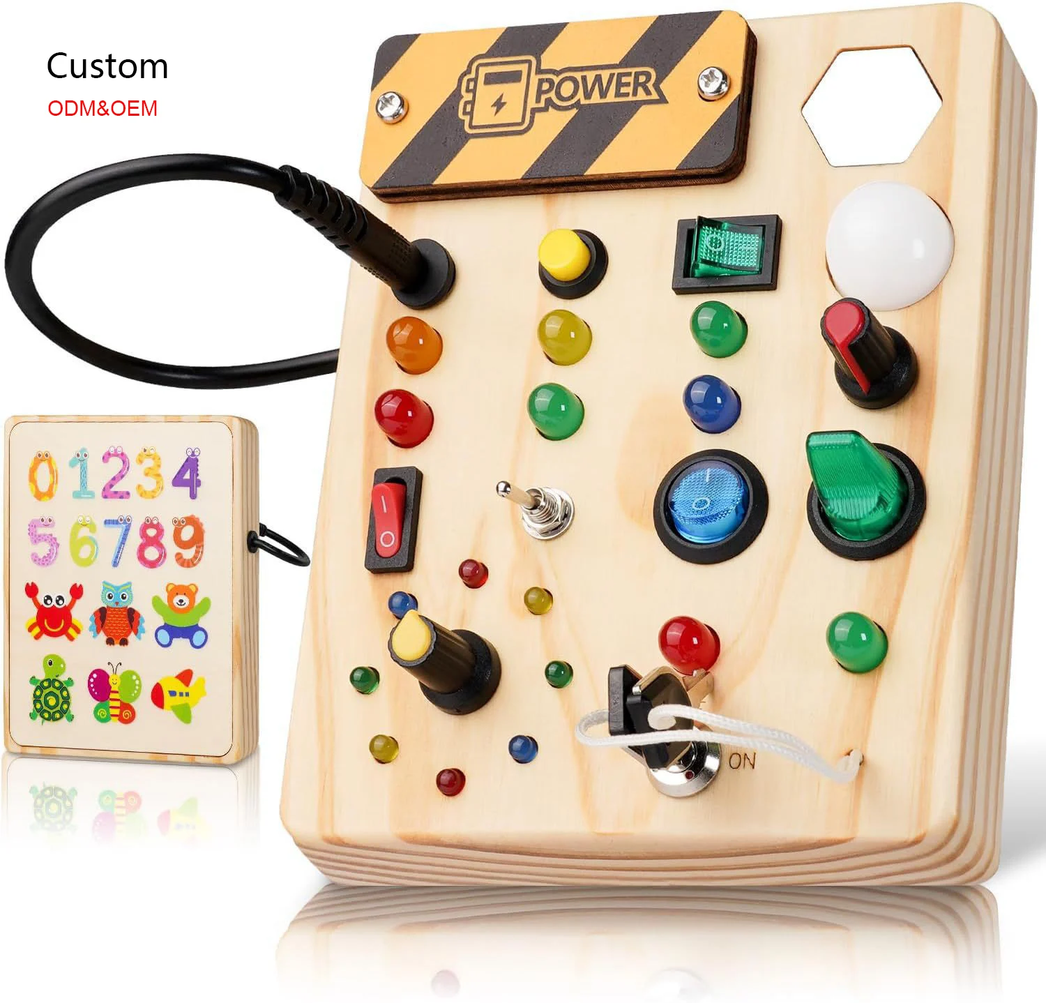 Toddler Montessori Toys Electronic LED Lights Baby Busy Board Wooden Sensory Toy for Boys & Girls Gifts