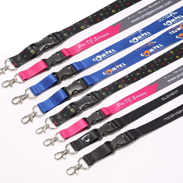 Hot Sale Cheap Custom Polyester Ribbon Sublimation Heat Transfer Printed Id Card Badge Holder Lanyard Strap for Business Meeting