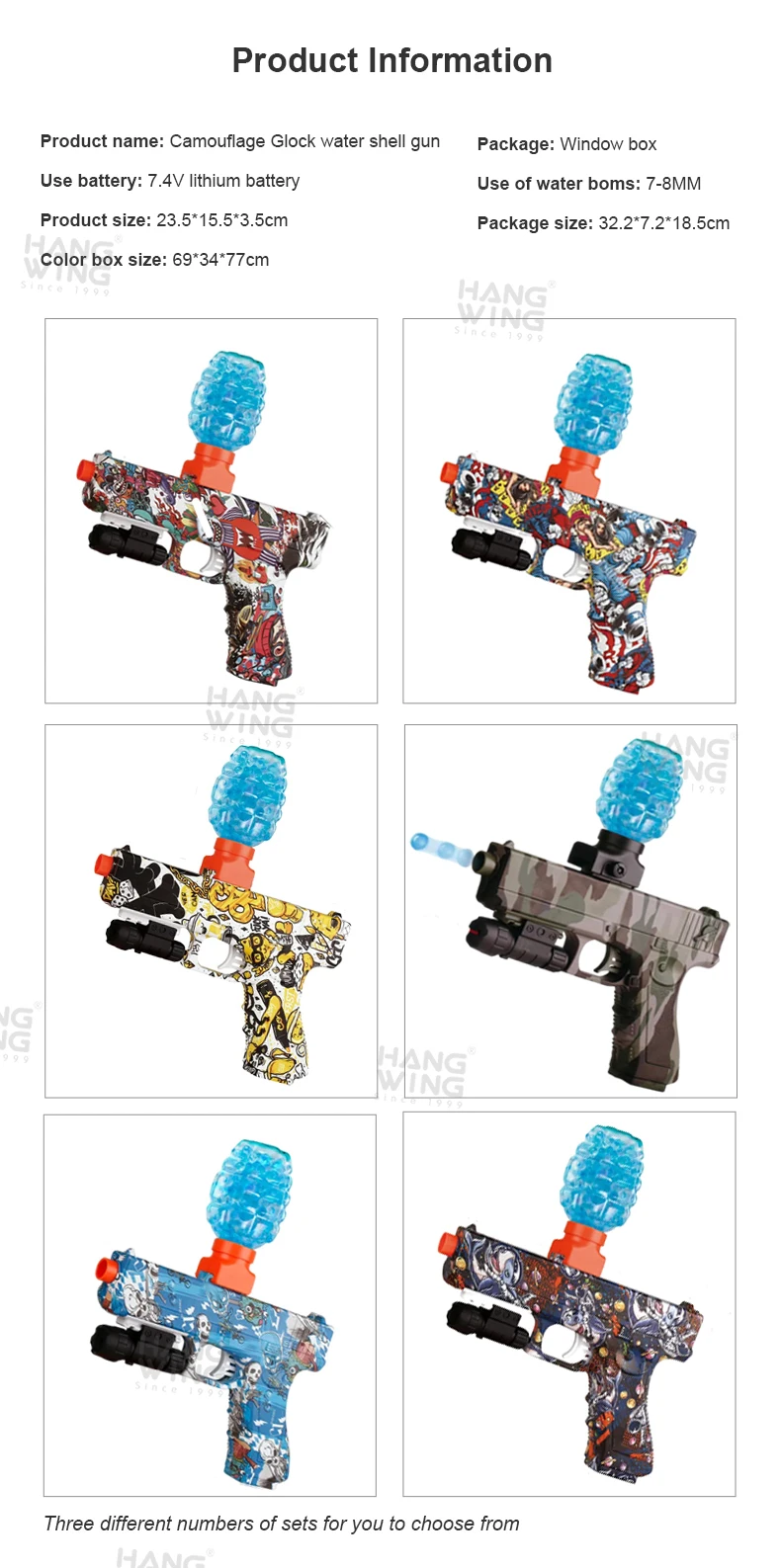 Hw Glock Water Bombs Balls Guns Graffiti Color Pistol Electric Water Bullet Gun Shooting Outdoor