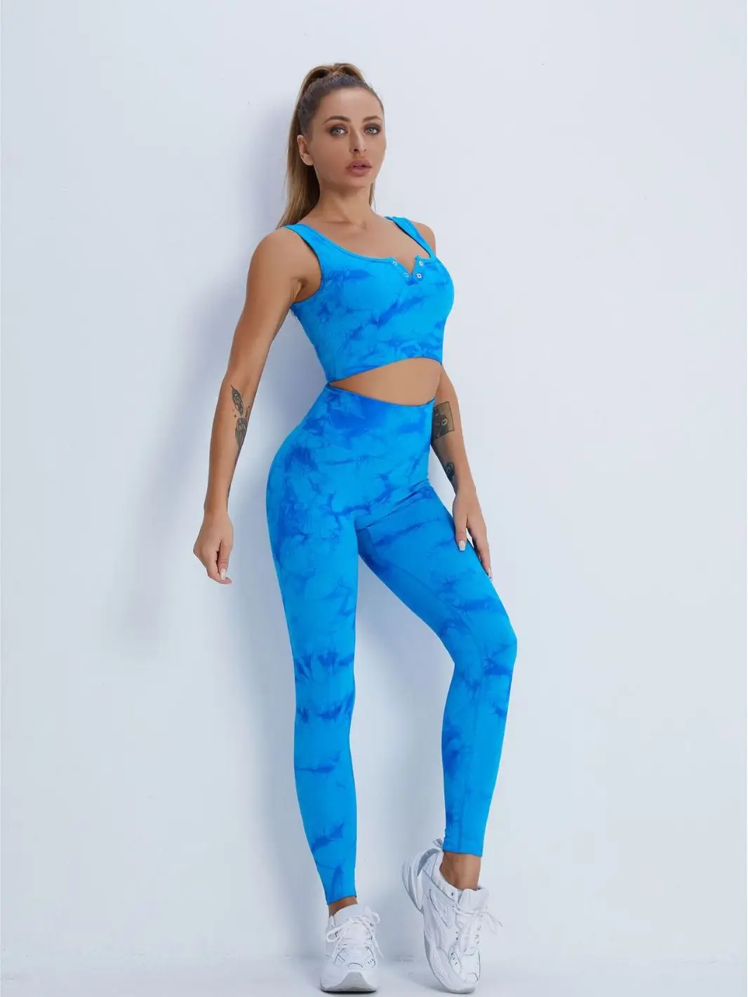 Seamless Yoga Suit Women's Tie-dye Sports Fitness Suit Yoga Vest ...
