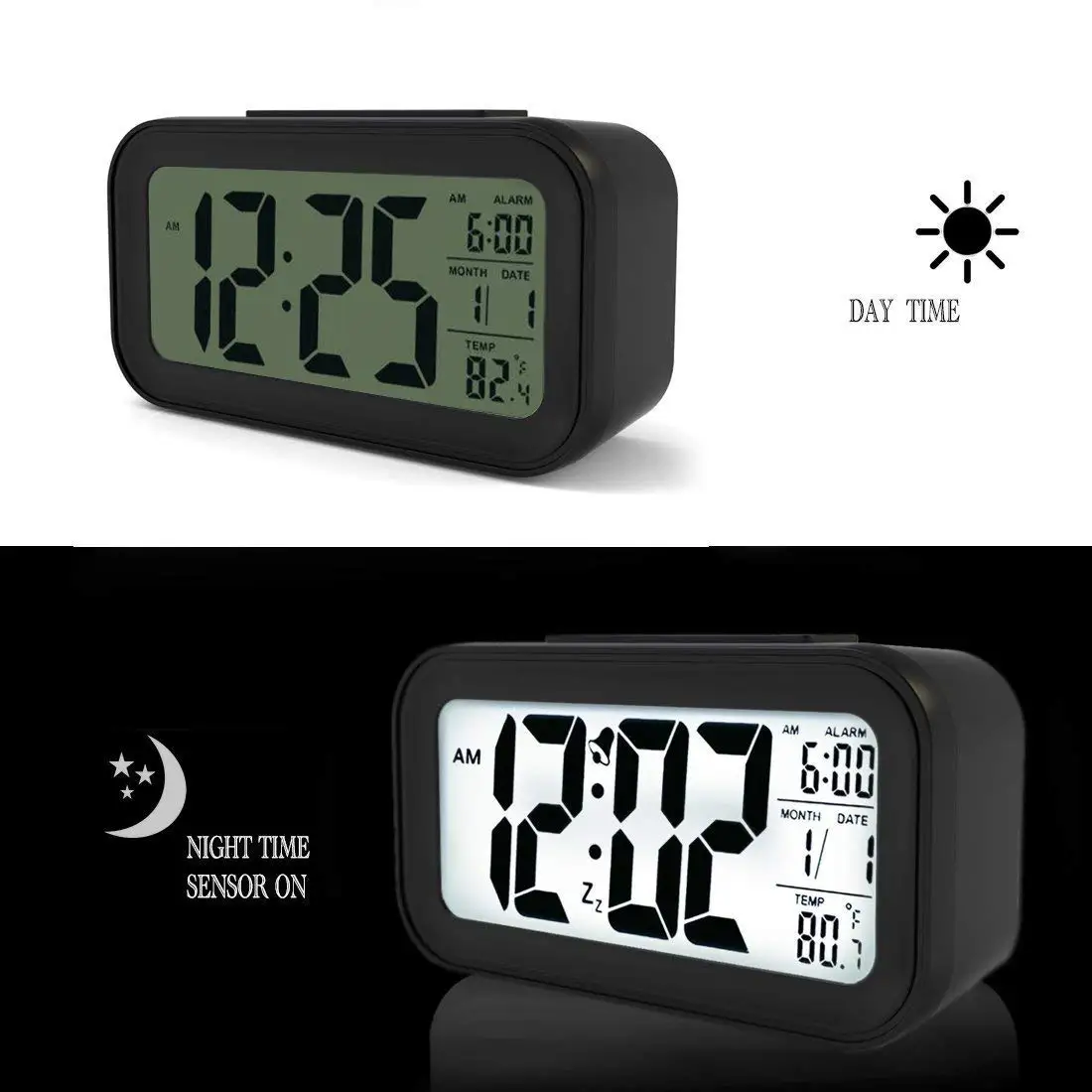 Factory Direct Sale Desk Clock Square Digital Led Clock Calendars Electric Day Light Smart Alarm Clock