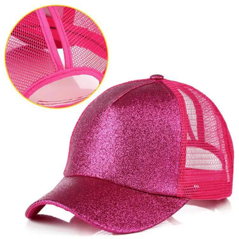 2024 Spring Summer Outdoor Sun Protection Female Fashion Curved High Ponytail Baseball Cap Cute Baby Blue Sport Hat for Women