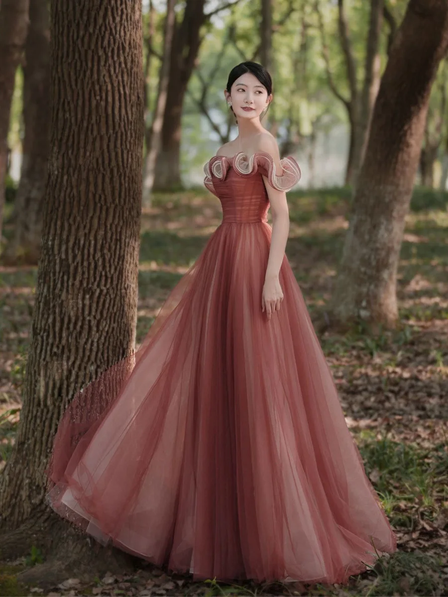 Formal Korean Long Gown Dress Xijun Elegant Blush Pink Long Korea Prom Evening Dresses Off The Formal Korean Long Gown Dress Xijun Elegant Blush Pink Long Korea Prom Evening Dresses Off The