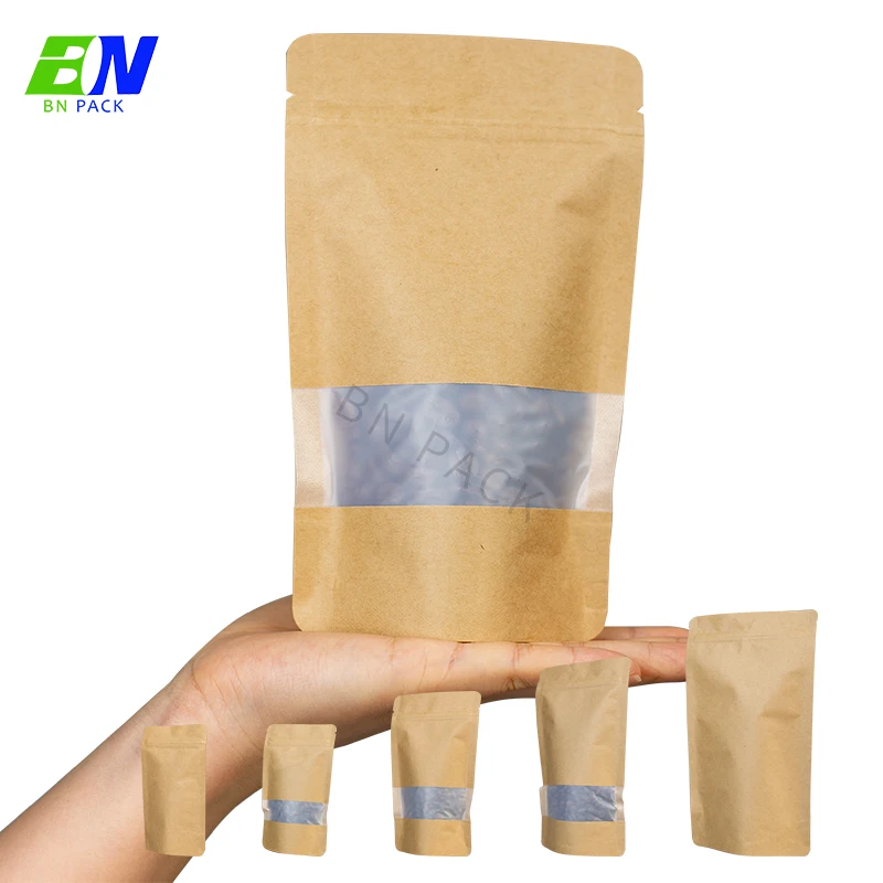 Биоразлагаемая натуральная крафт-бумага банановая гранола пакет для упаковки хлопьев с молнией и