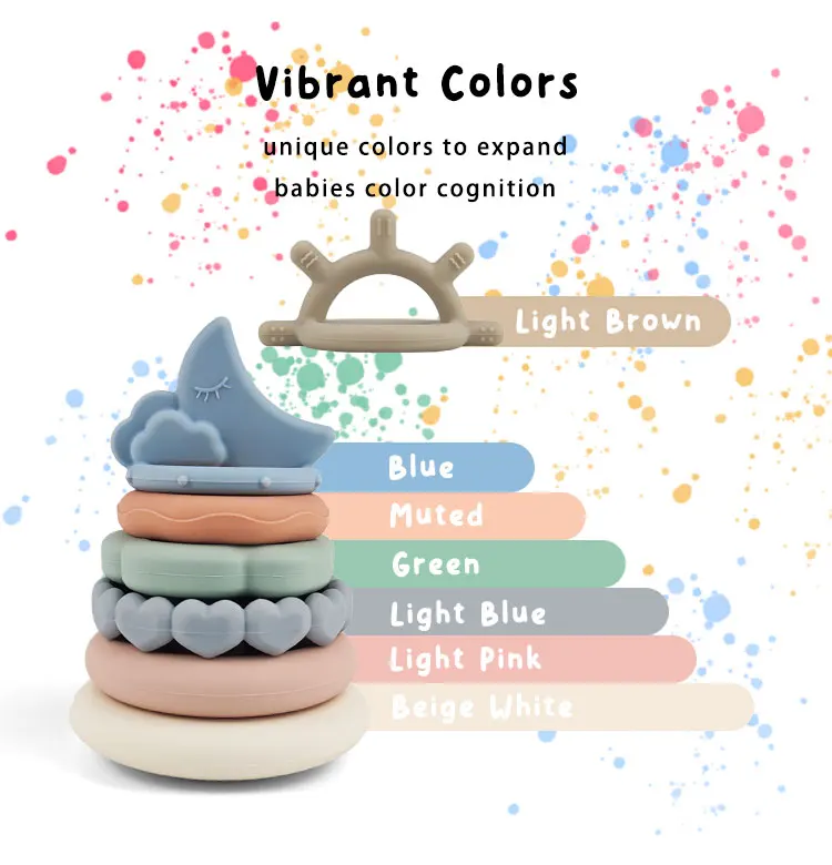Unique Design Montessori Toy Stacking Ring Soft Silicone Stacking Toy