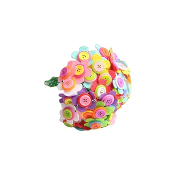 2023  new design 40pieces  woven button bouquet with various colors  and fabric material for children's developing Intelligence