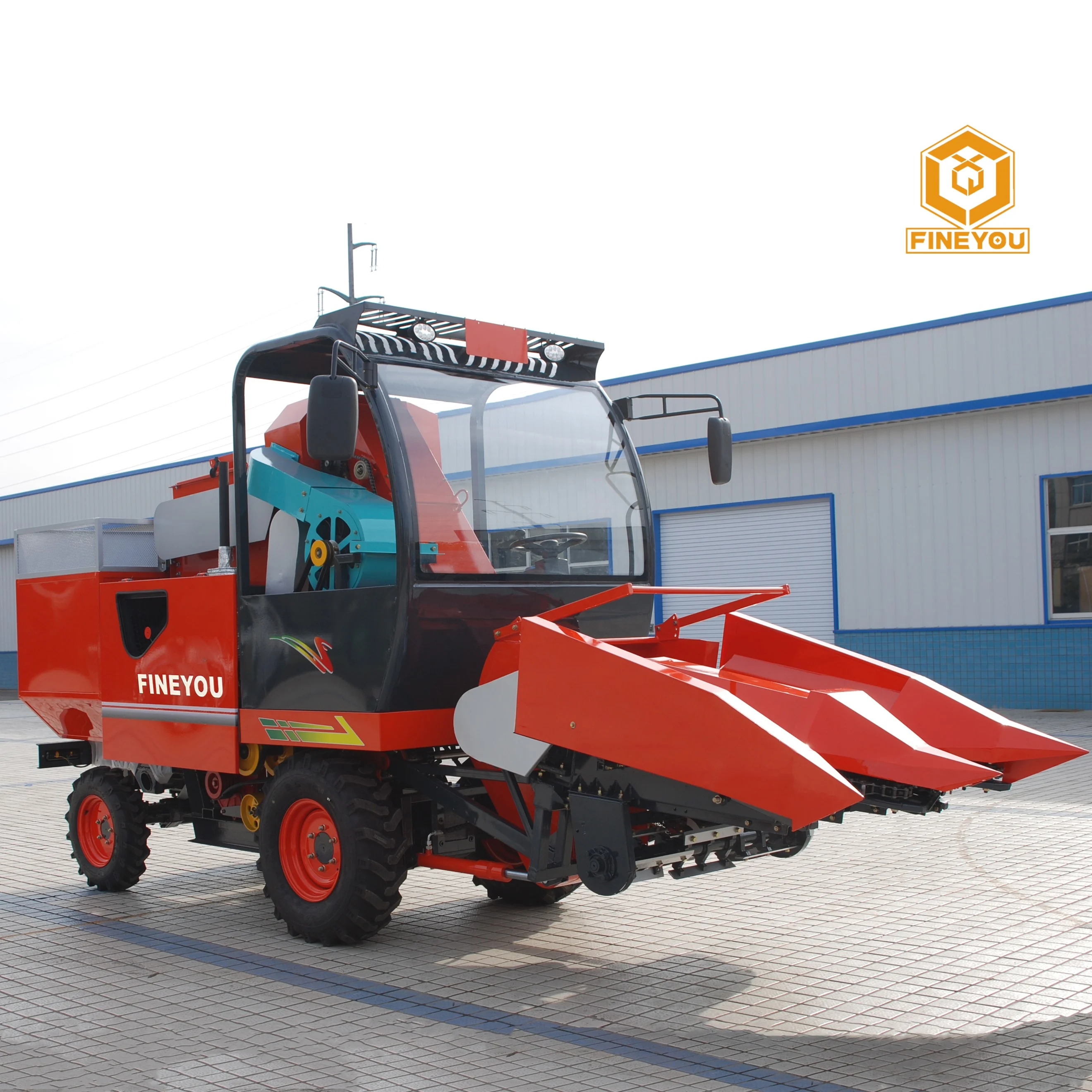 2 Rows Combine Harvester Mini Corn Harvester for Ear Corn Harvest