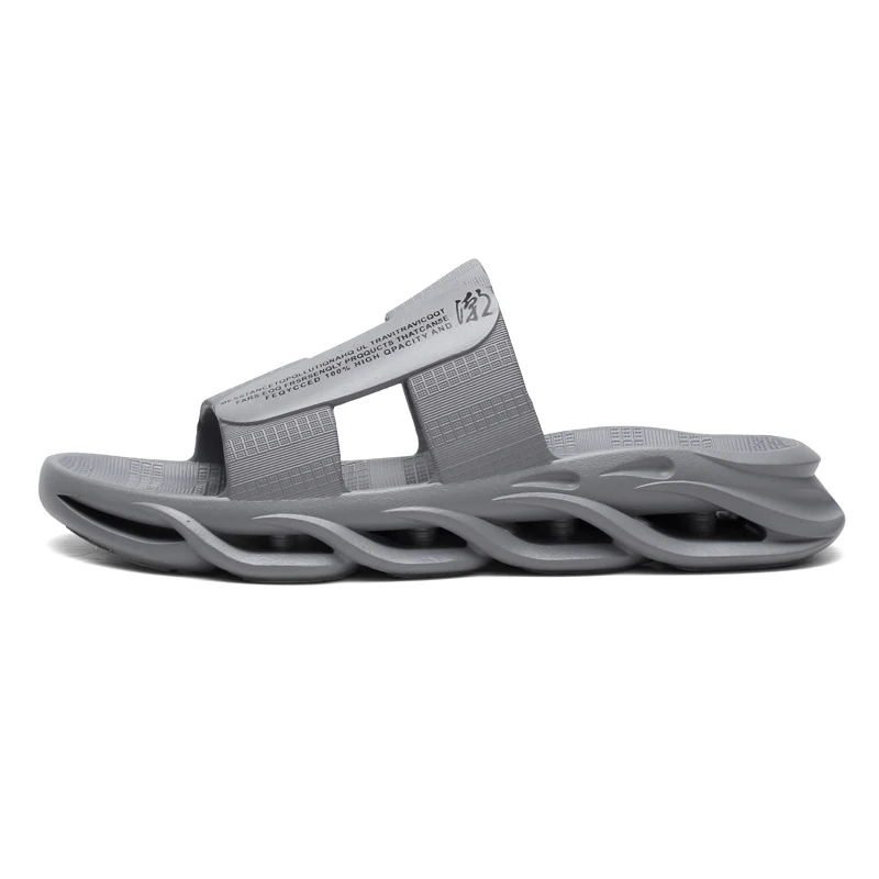 Grey Men's Sandals Sport Slides Slip On Beach Slippers House Shoes Footwear New 