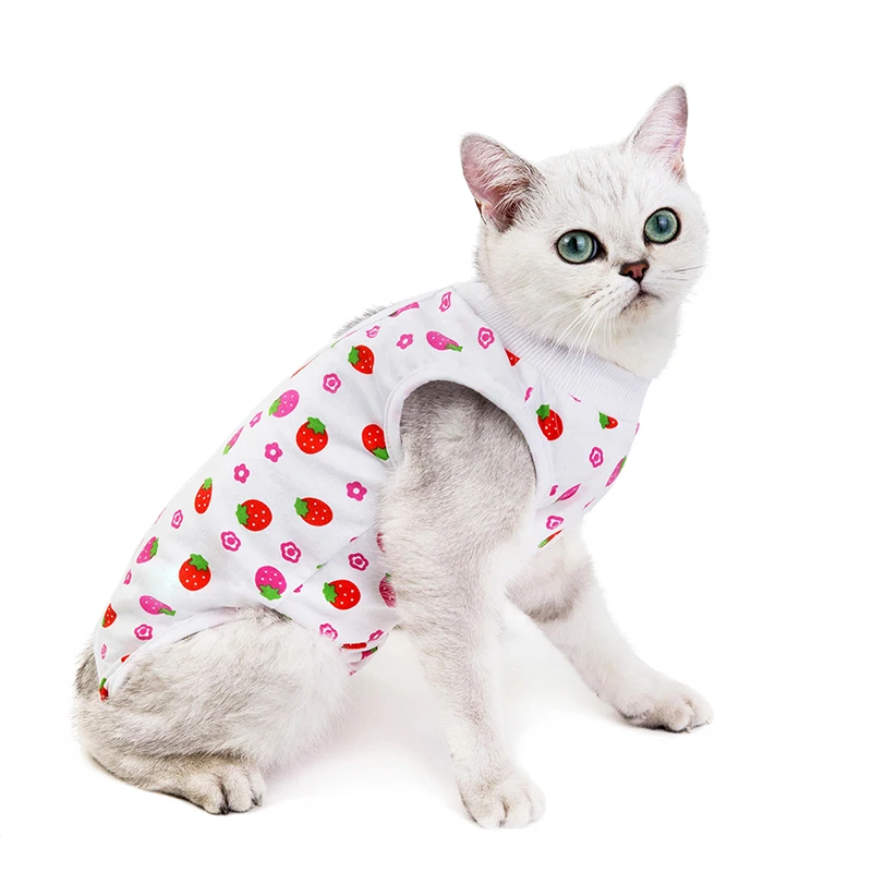 Adorable Patterns Pet Dog Cat Clothes Soft Cotton Surgery Cat Clothes