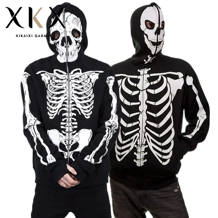 Skeleton Face Full-Zip Hoodie