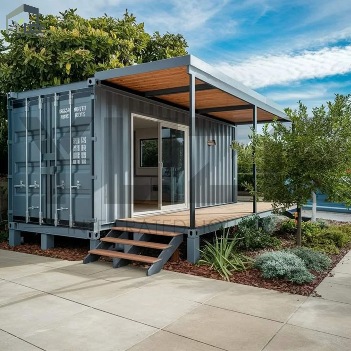 Durable Steel Structure Modern Prefabricated Elevated Modular Shipping Container House with Steel Balcony