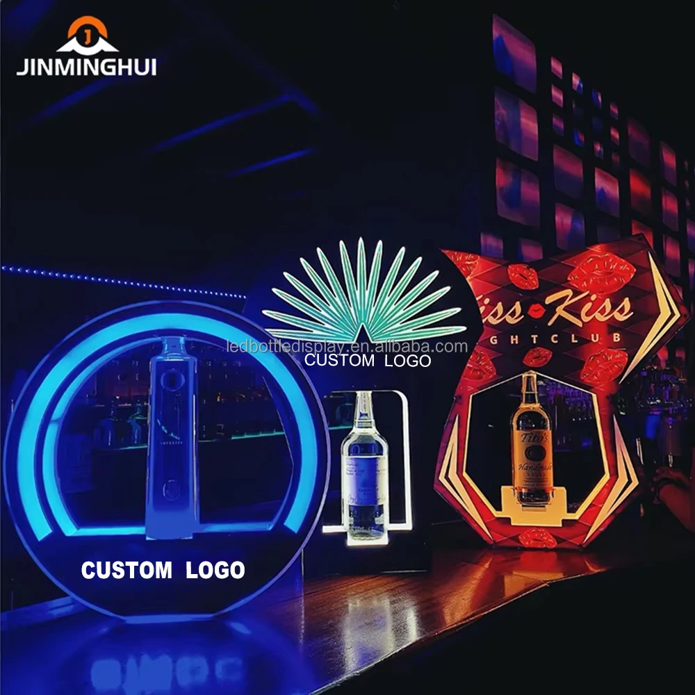 Custom Eco-Friendly LED Lighted Liquor Shelf Display Rack Modern Hotel ...