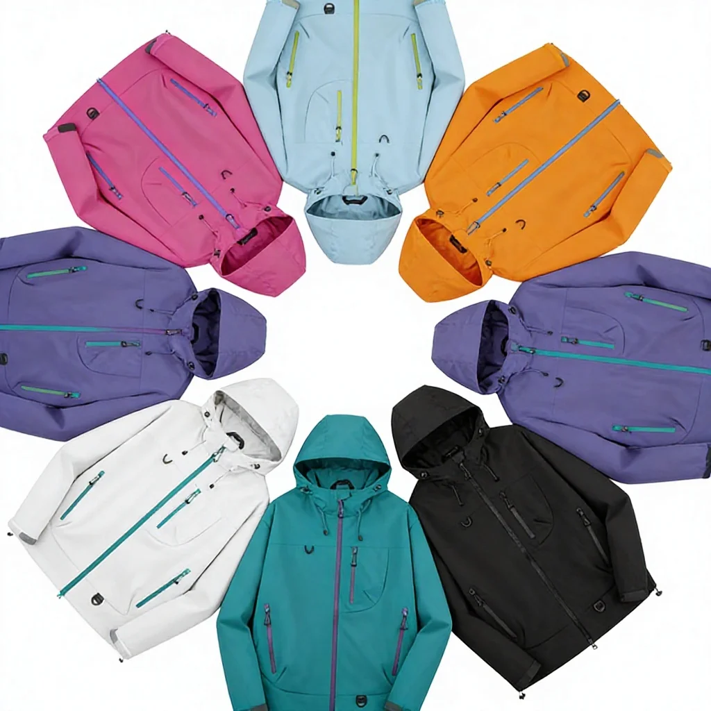 OEM Casual Lightweight Unisex Long Hooded Stand-Up Zipper Outdoor Hiking Camping Sports Autumn Multi-Color Waterproof Windproof