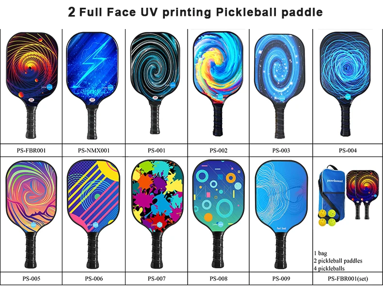 Fiberglass Pickleball Set with 4 Pickleballs, 2 Pickleball Paddles
