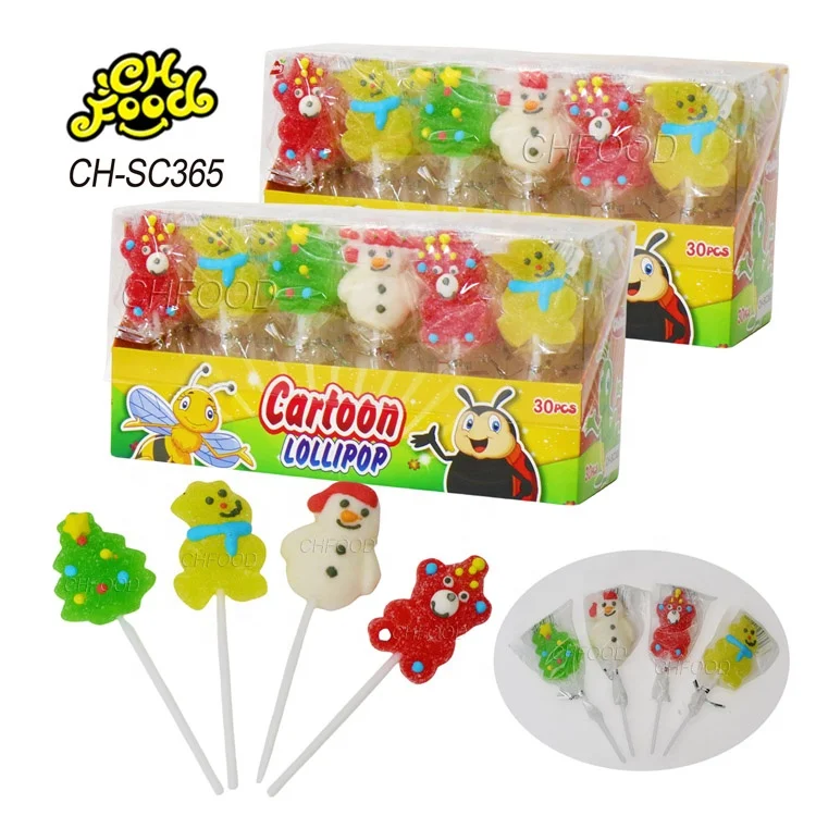 Wholesale and Custom Sugar Coated Cartoon Shape Jelly Gummy Candy Sweets Soft Candy Lollipop