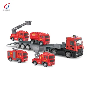 Chengji Construction Toy Car Carrieplastic Fire Truck Toy Plastic Rescue Inertia Diecast Toy Truck Carrying Cars