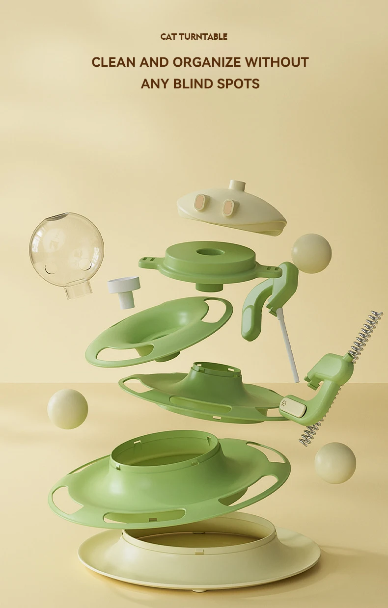 New Cat Turntable Missing Food Rocker Wind Car Feather Tease Cat Stick Four-story Cat Tower Track Play Plate Pet Toy supplier