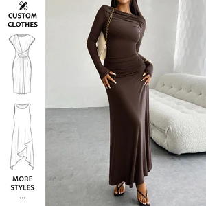 High Quality Women Maxi Slim Long Dresses 2026 Autumn Woman Clothes Latest Fancy Ladies Dresses