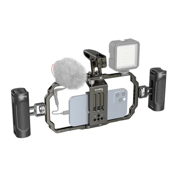 SmallRig-3155 Universal Handle Handgrip Mobile Phone Video Phone Grip Cage for iphone Aluminium Alloy Features 2 Cold Shoe Mount detail image
