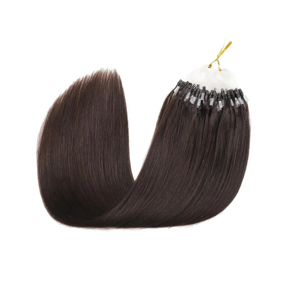 Extensions cheveux humains micro loop lisses brun foncé femme_voghion.com