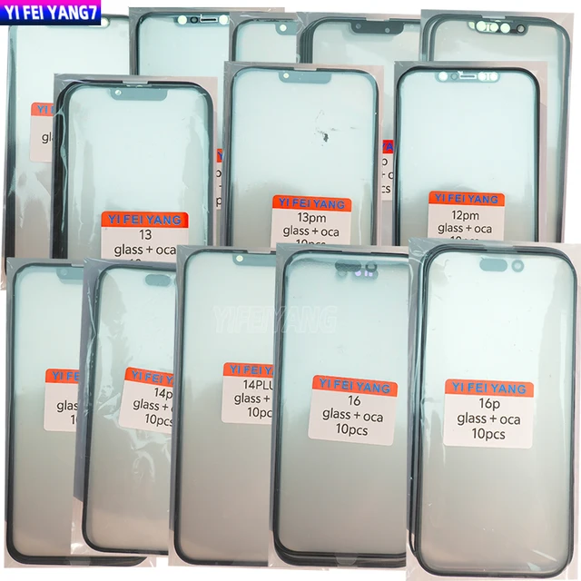 Wholesale for iPhone 12-15 16 13 14 11 Screen Glass Lens with OCA for Mini Pro Max Plus Repair Parts