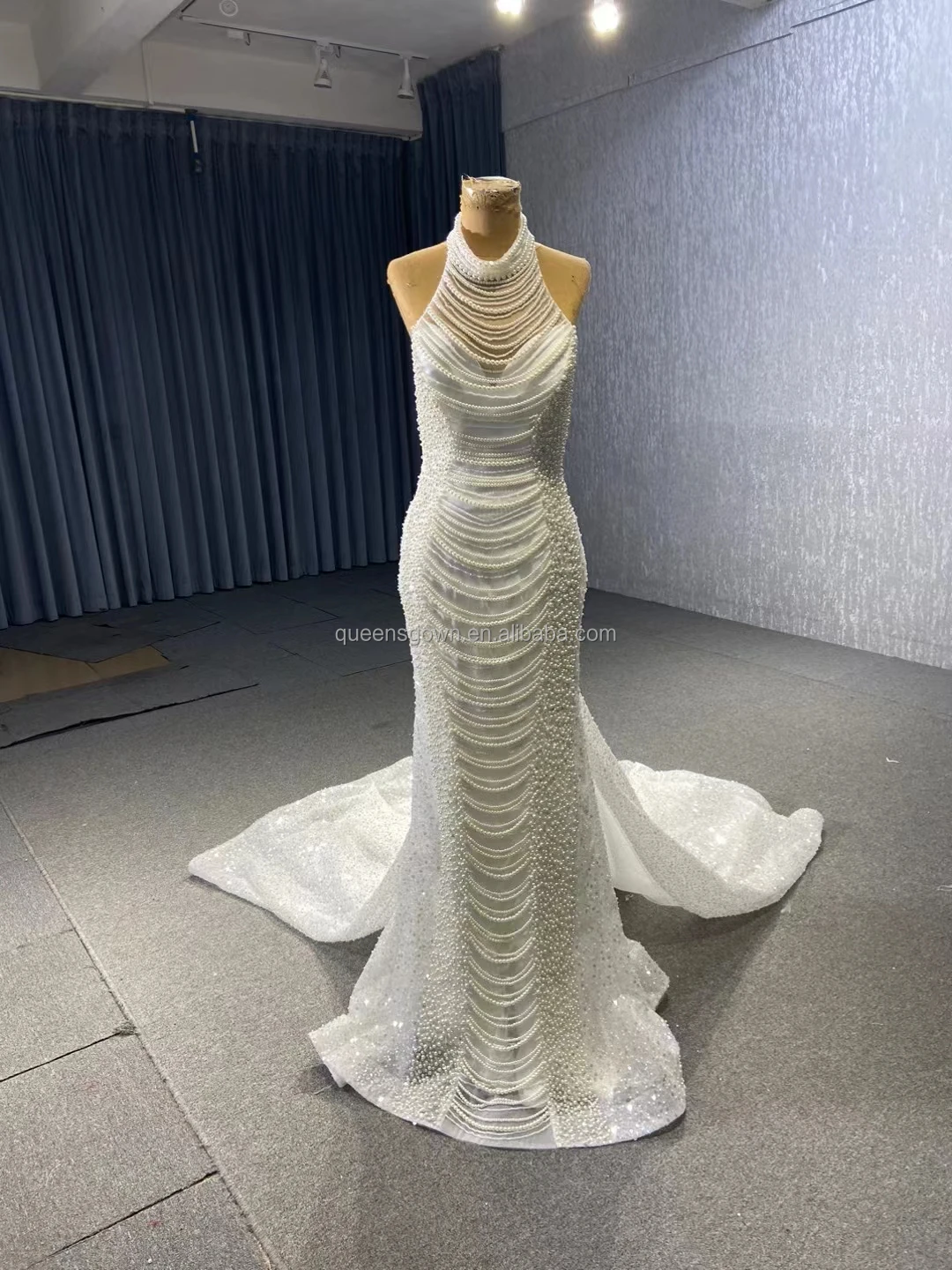 Mermaid Elegant Evening Gown Pearls Sleeveless LA6398 main image 1