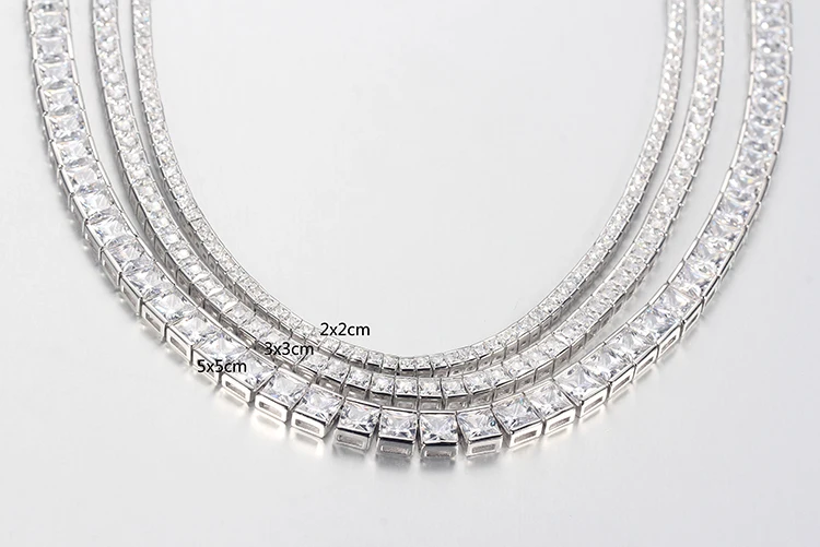 Tennis Necklace 925 Sterling Silver Necklace Round Cut 5A Cubic Zircon Diamond Tennis Chain for Women Men Tennis  Chain Necklace