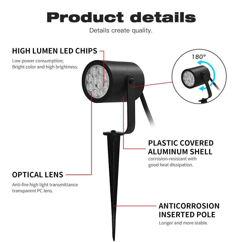 2023 New Zigbee 24v Garden Spike Light Rgb Cct Color Outdoor Spotlights